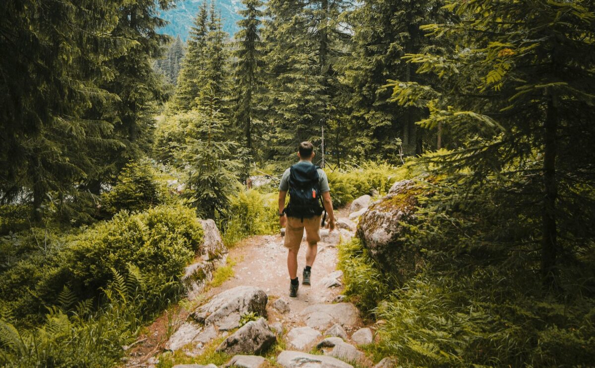 Homme en randonnée en pleine nature, illustrant l'activation comportementale, une méthode efficace pour sortir d'une dépression grâce à l'activité physique.